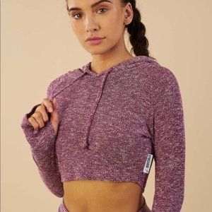 Gymshark Slounge Cropped Hoodie - Deep Plum Marl